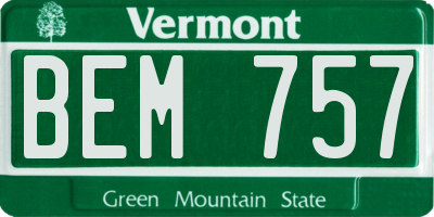 VT license plate BEM757