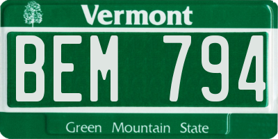 VT license plate BEM794