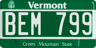 VT license plate BEM799