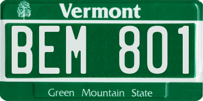 VT license plate BEM801