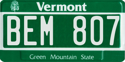 VT license plate BEM807