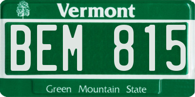 VT license plate BEM815