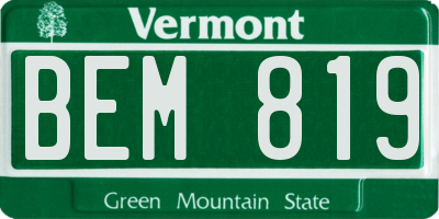 VT license plate BEM819