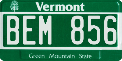 VT license plate BEM856
