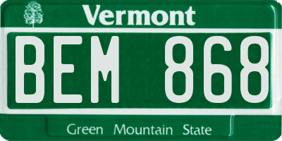 VT license plate BEM868