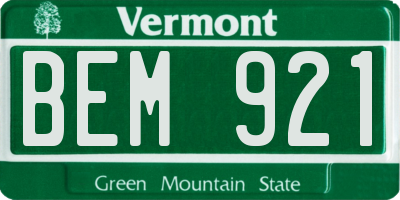 VT license plate BEM921