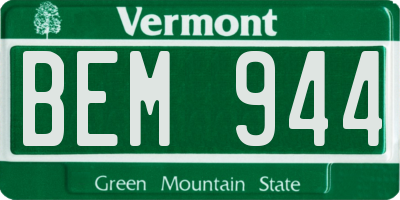 VT license plate BEM944
