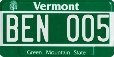 VT license plate BEN005