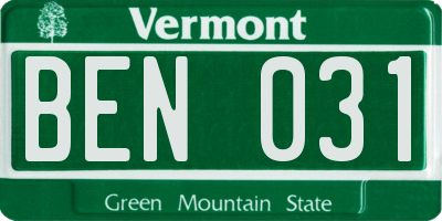 VT license plate BEN031