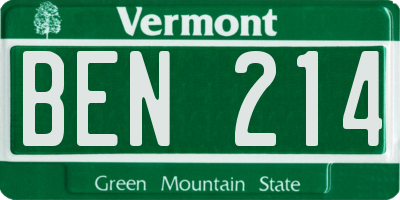 VT license plate BEN214