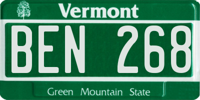 VT license plate BEN268
