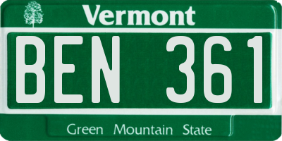 VT license plate BEN361
