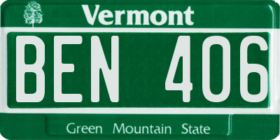 VT license plate BEN406