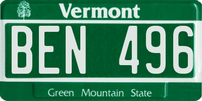 VT license plate BEN496