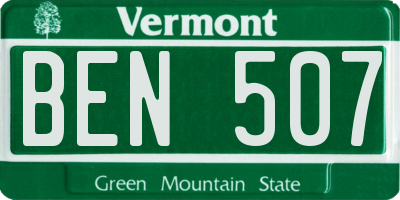 VT license plate BEN507