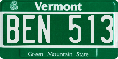 VT license plate BEN513