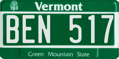 VT license plate BEN517