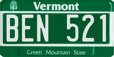 VT license plate BEN521