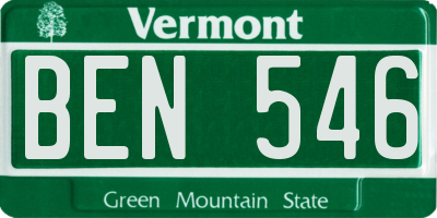 VT license plate BEN546
