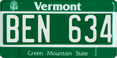 VT license plate BEN634