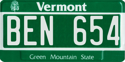 VT license plate BEN654