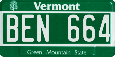 VT license plate BEN664