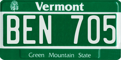 VT license plate BEN705
