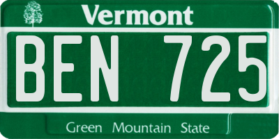 VT license plate BEN725