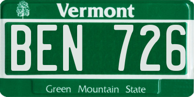 VT license plate BEN726