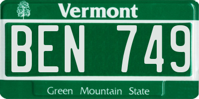 VT license plate BEN749