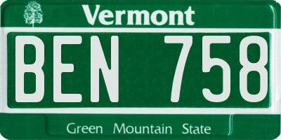 VT license plate BEN758