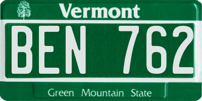 VT license plate BEN762