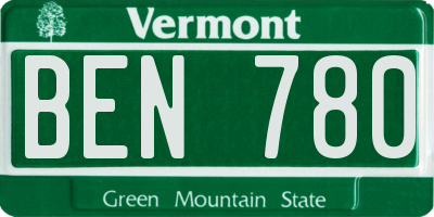 VT license plate BEN780