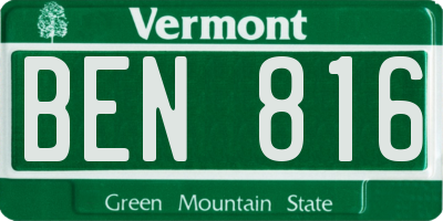 VT license plate BEN816