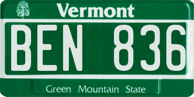 VT license plate BEN836