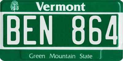 VT license plate BEN864