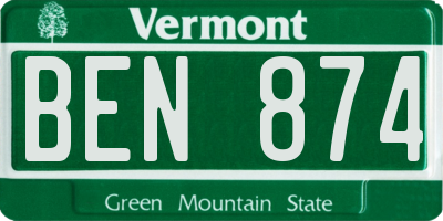 VT license plate BEN874