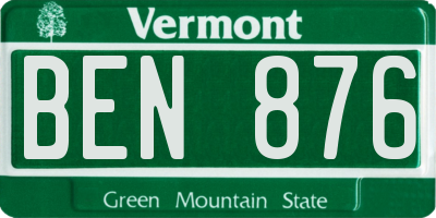VT license plate BEN876