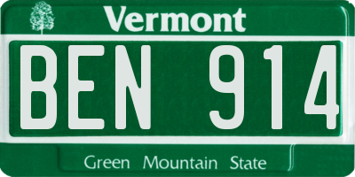 VT license plate BEN914