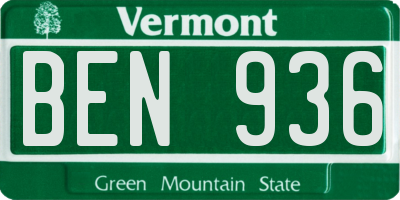 VT license plate BEN936