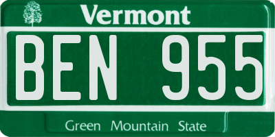 VT license plate BEN955