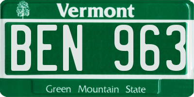 VT license plate BEN963