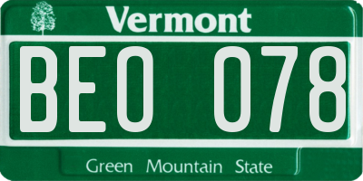 VT license plate BEO078