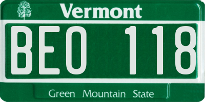 VT license plate BEO118