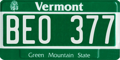 VT license plate BEO377