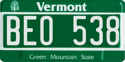 VT license plate BEO538