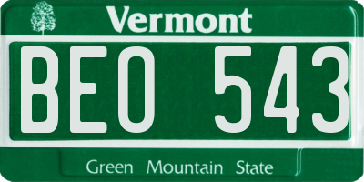 VT license plate BEO543