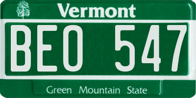 VT license plate BEO547