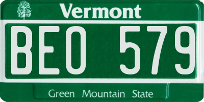 VT license plate BEO579