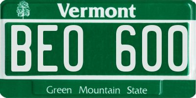 VT license plate BEO600